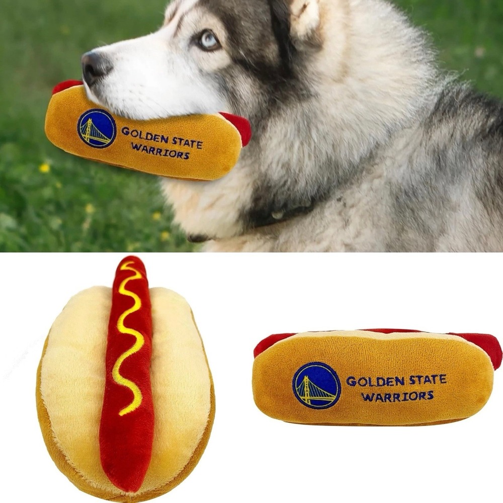 Pets First NBA Hotdog Plush Toy for Dogs‎ with Squeaker - Golden State Warriors
